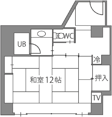 和室12帖/海眺望 間取り図