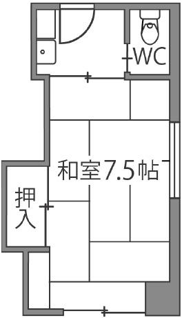 和室7.5帖/山眺望 間取り図