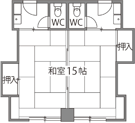 和室15帖/ベッド/山眺望 間取り図